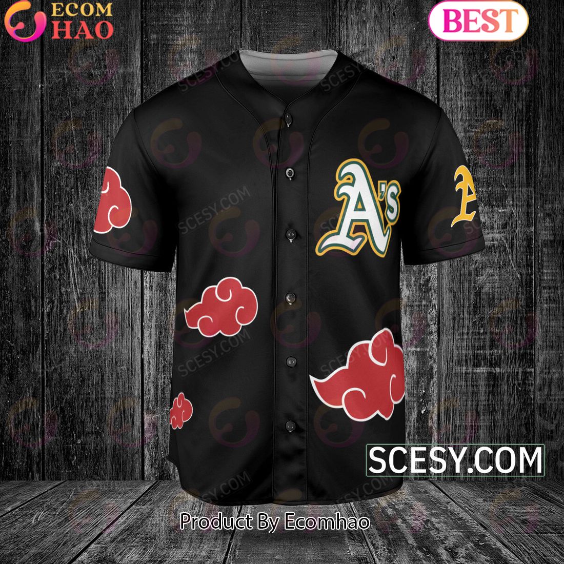 Oakland Athletics Naruto Anime Akatsuki Baseball Jersey No Piping