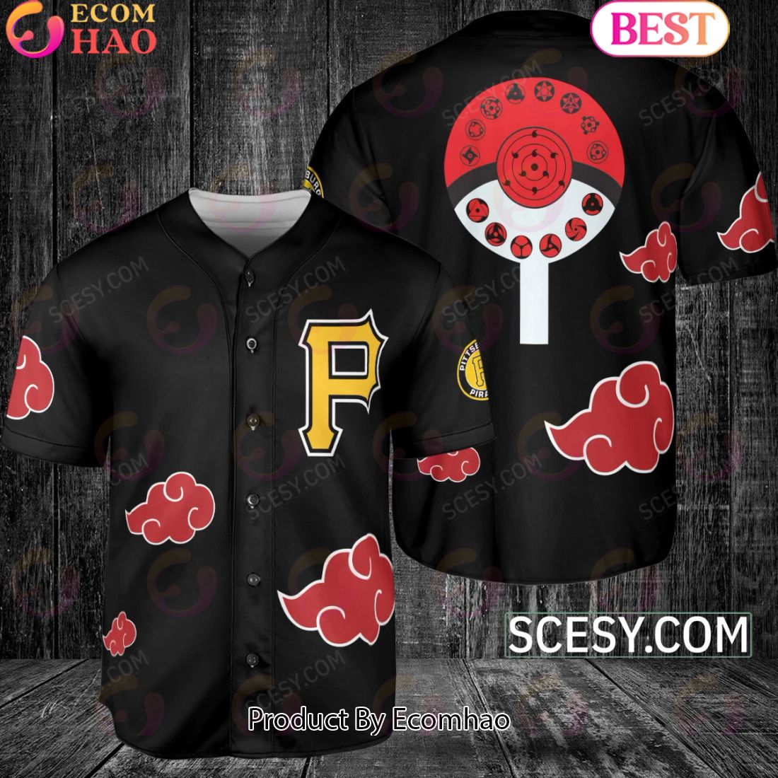 Pittsburgh Pirates Naruto Anime Akatsuki Baseball Jersey No Piping