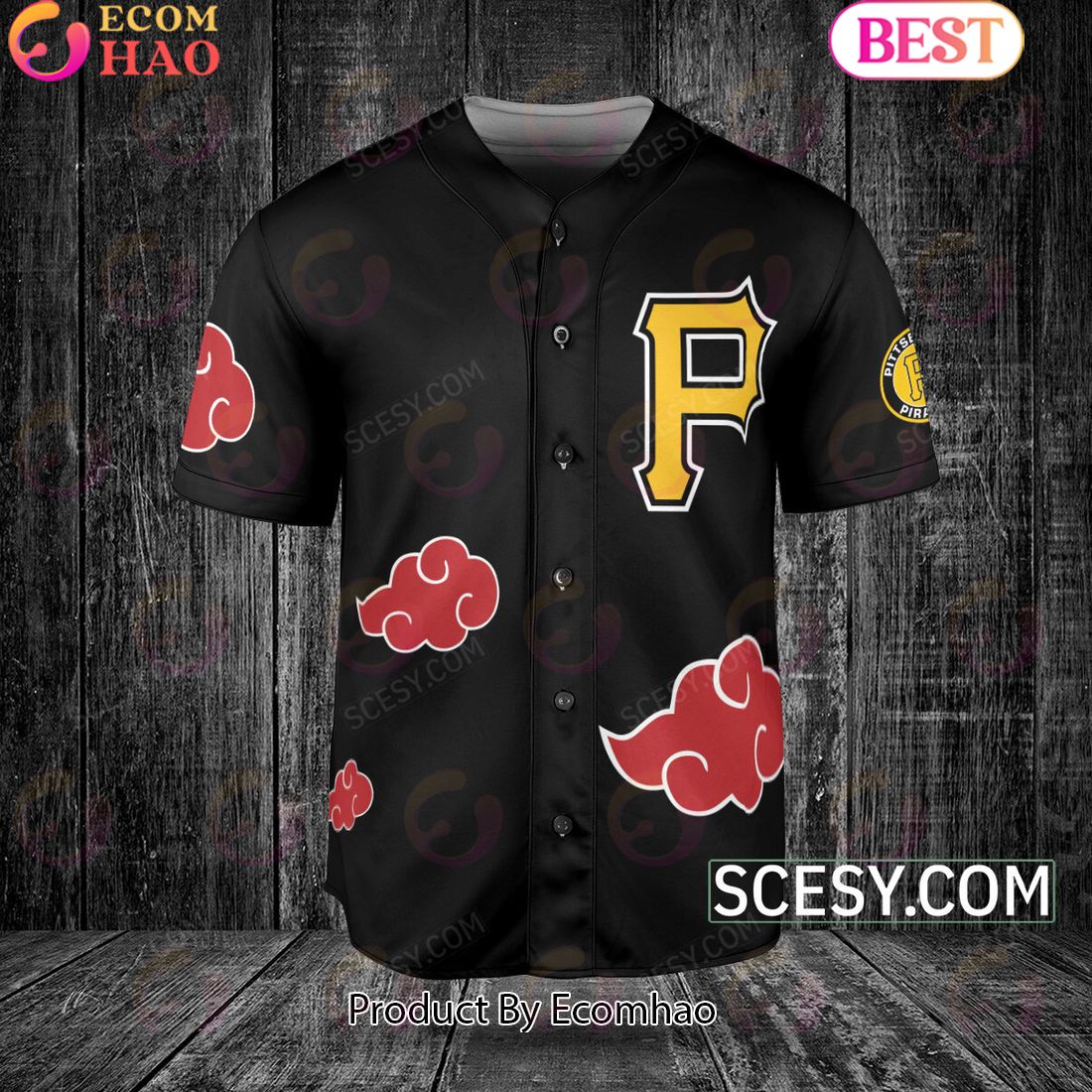 Pittsburgh Pirates Naruto Anime Akatsuki Baseball Jersey No Piping