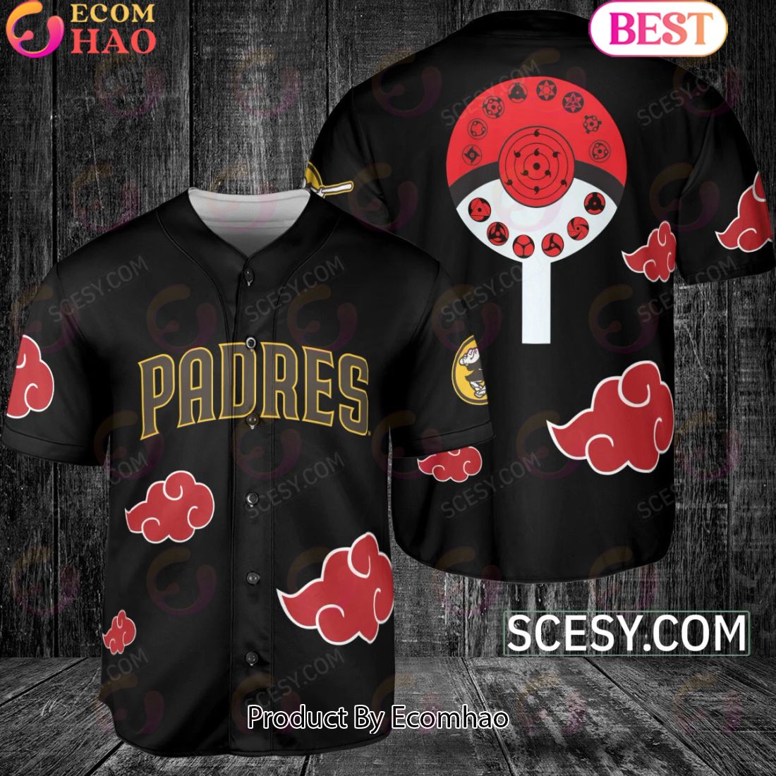 San Diego Padres Naruto Anime Akatsuki Baseball Jersey No Piping