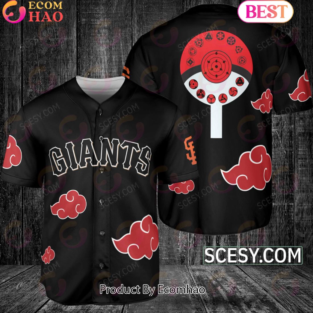 San Francisco Giants Naruto Anime Akatsuki Baseball Jersey No Piping