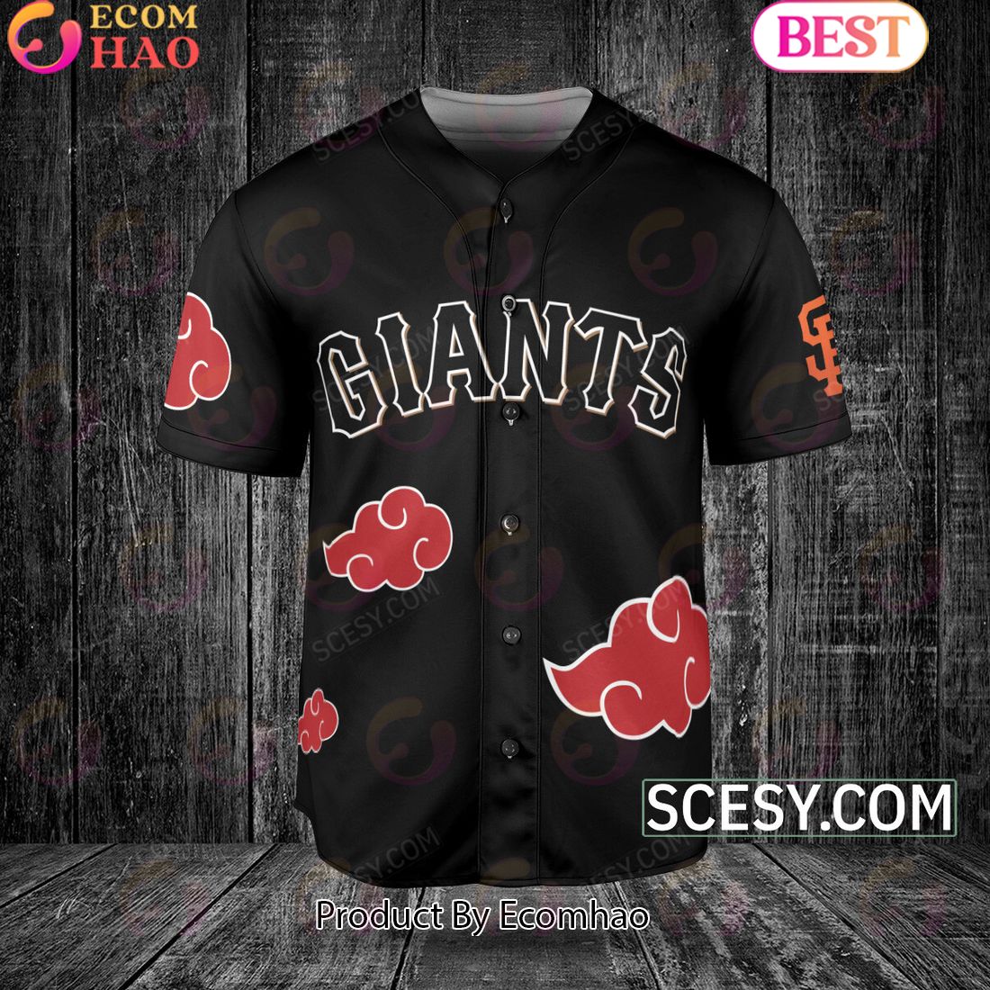 San Francisco Giants Naruto Anime Akatsuki Baseball Jersey No Piping