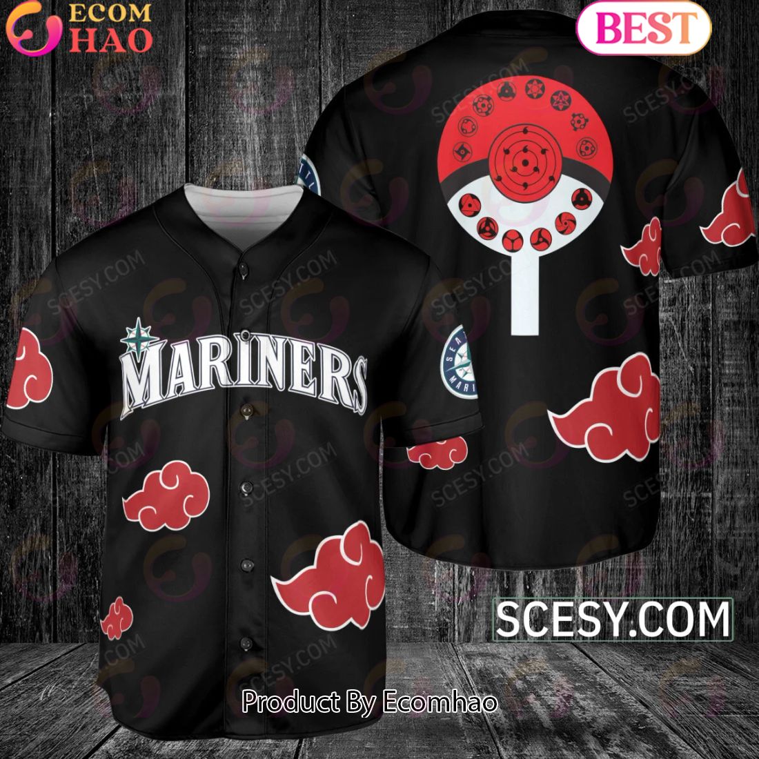 Seattle Mariners Naruto Anime Akatsuki Baseball Jersey No Piping