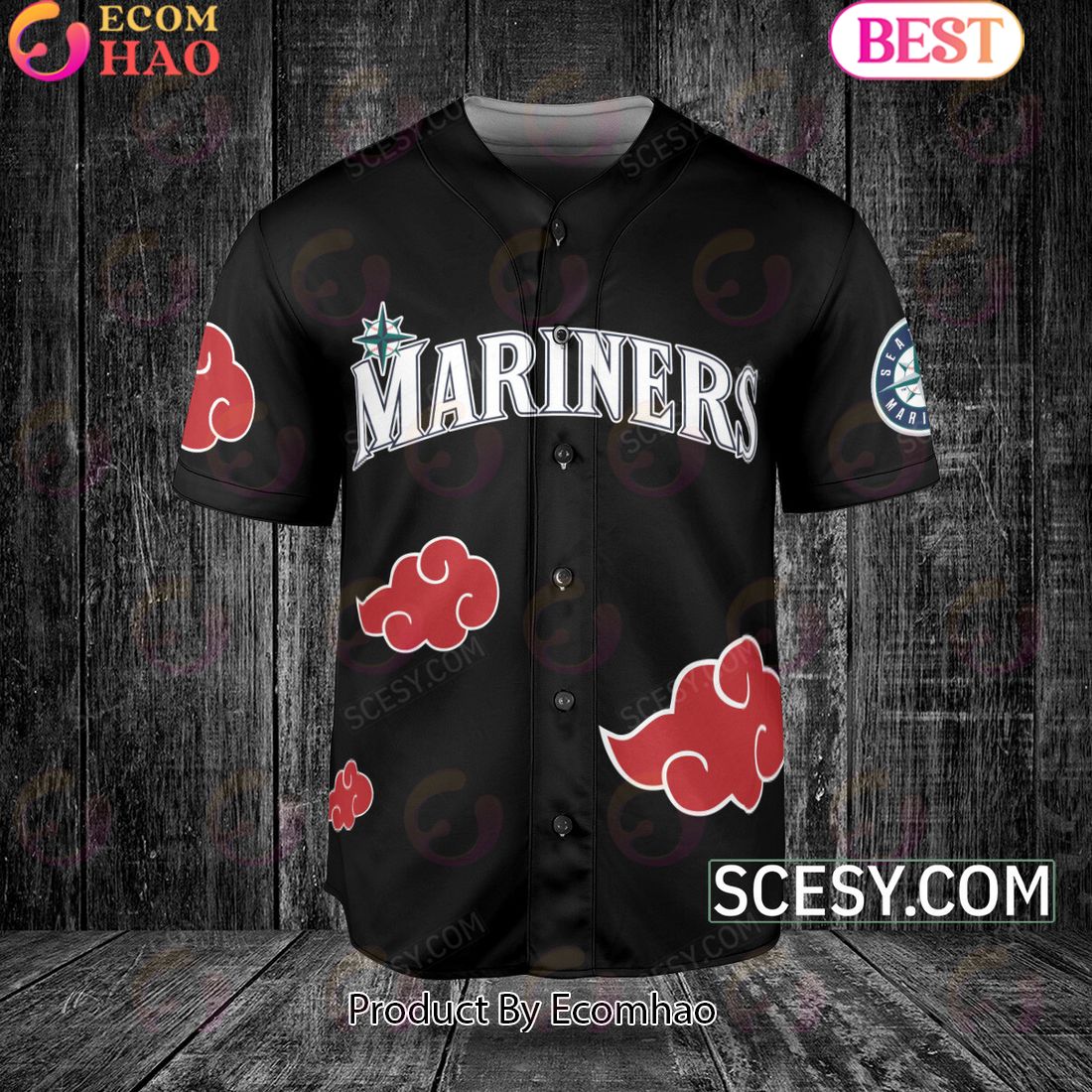 Seattle Mariners Naruto Anime Akatsuki Baseball Jersey No Piping