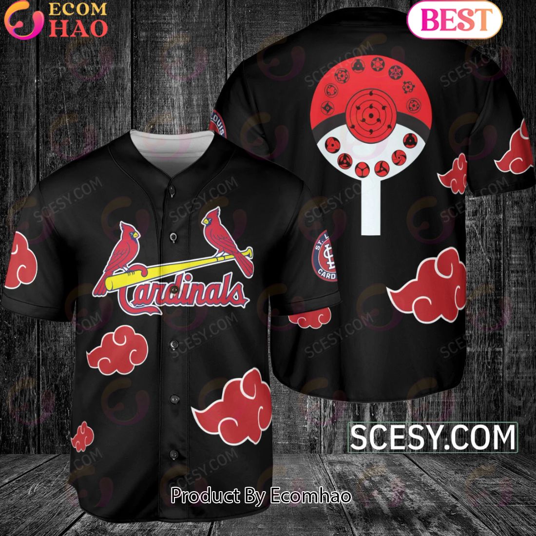 St.Louis Cardinals Naruto Anime Akatsuki Baseball Jersey No Piping