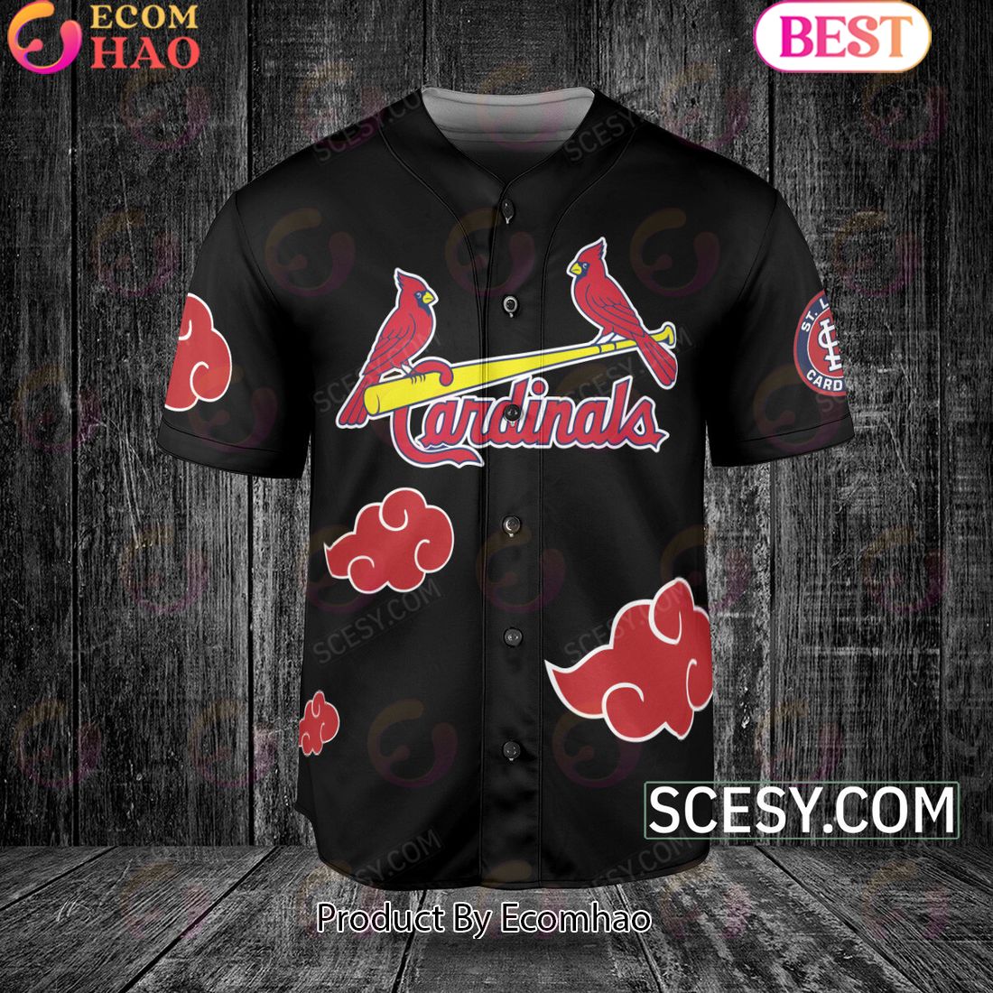 St.Louis Cardinals Naruto Anime Akatsuki Baseball Jersey No Piping