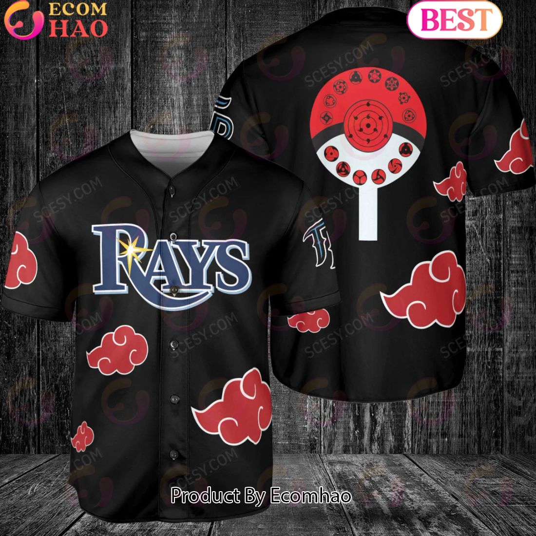 Tampa Bay Rays Naruto Anime Akatsuki Baseball Jersey No Piping