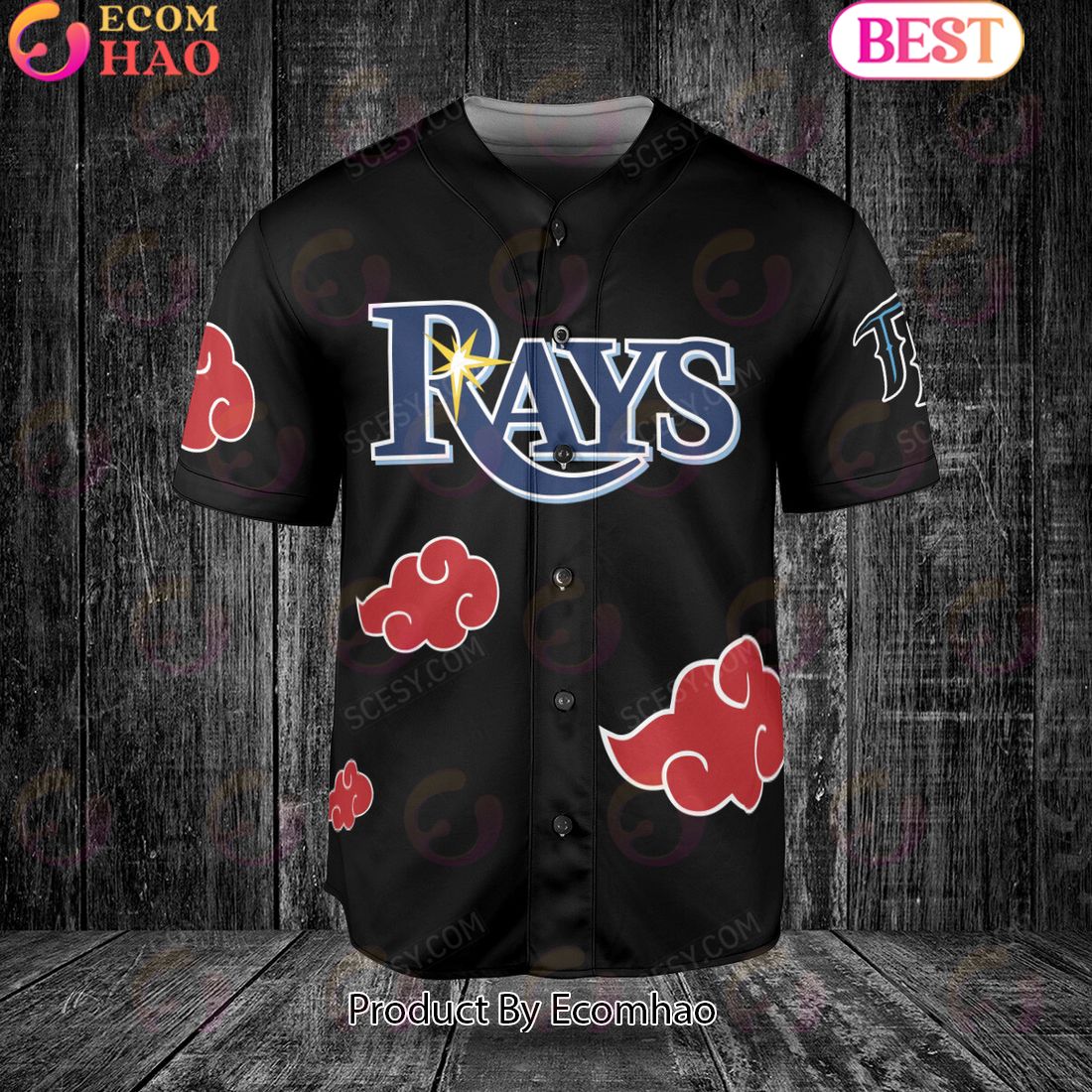 Tampa Bay Rays Naruto Anime Akatsuki Baseball Jersey No Piping