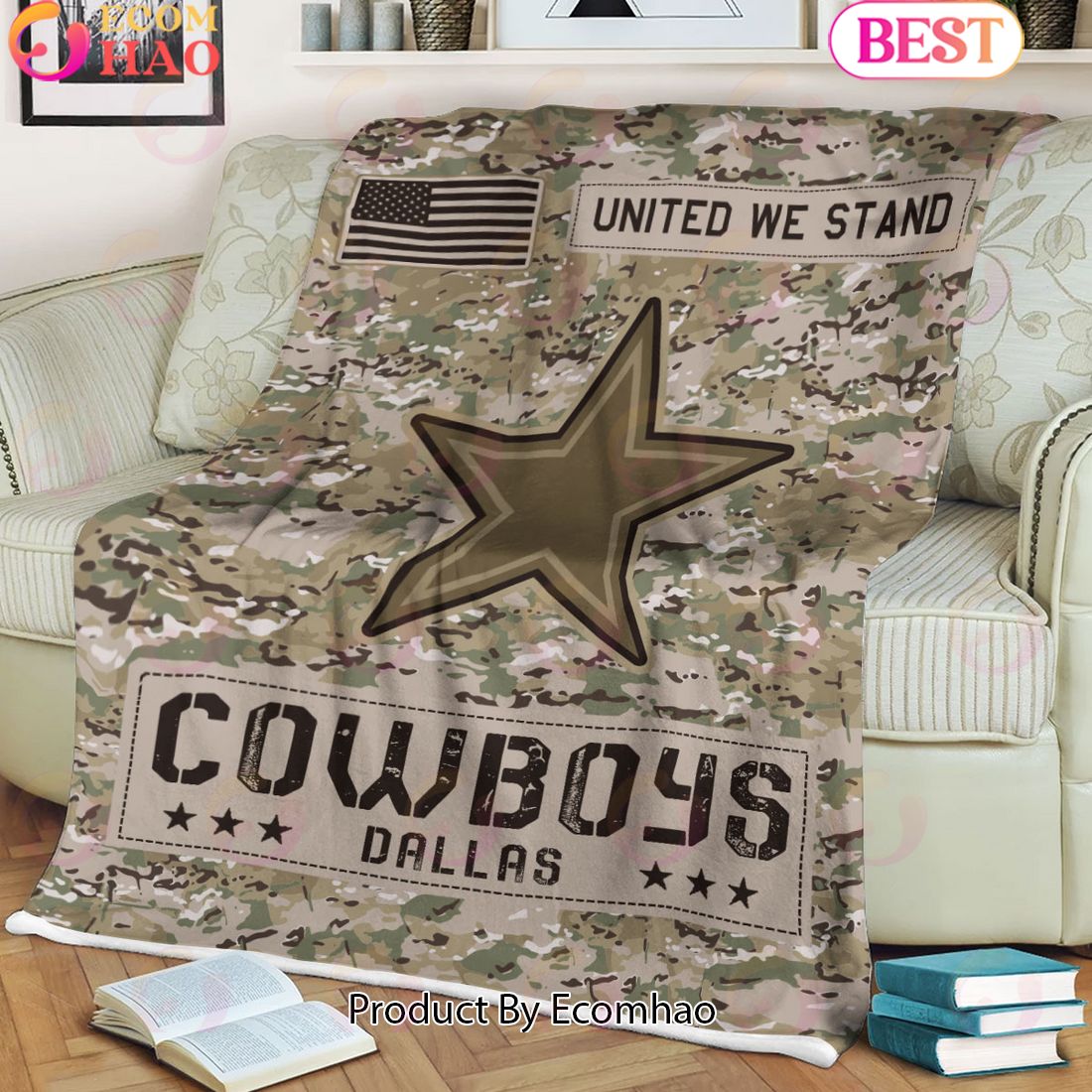 NFL Dallas Cowboys Army Camo Fleece Blanket