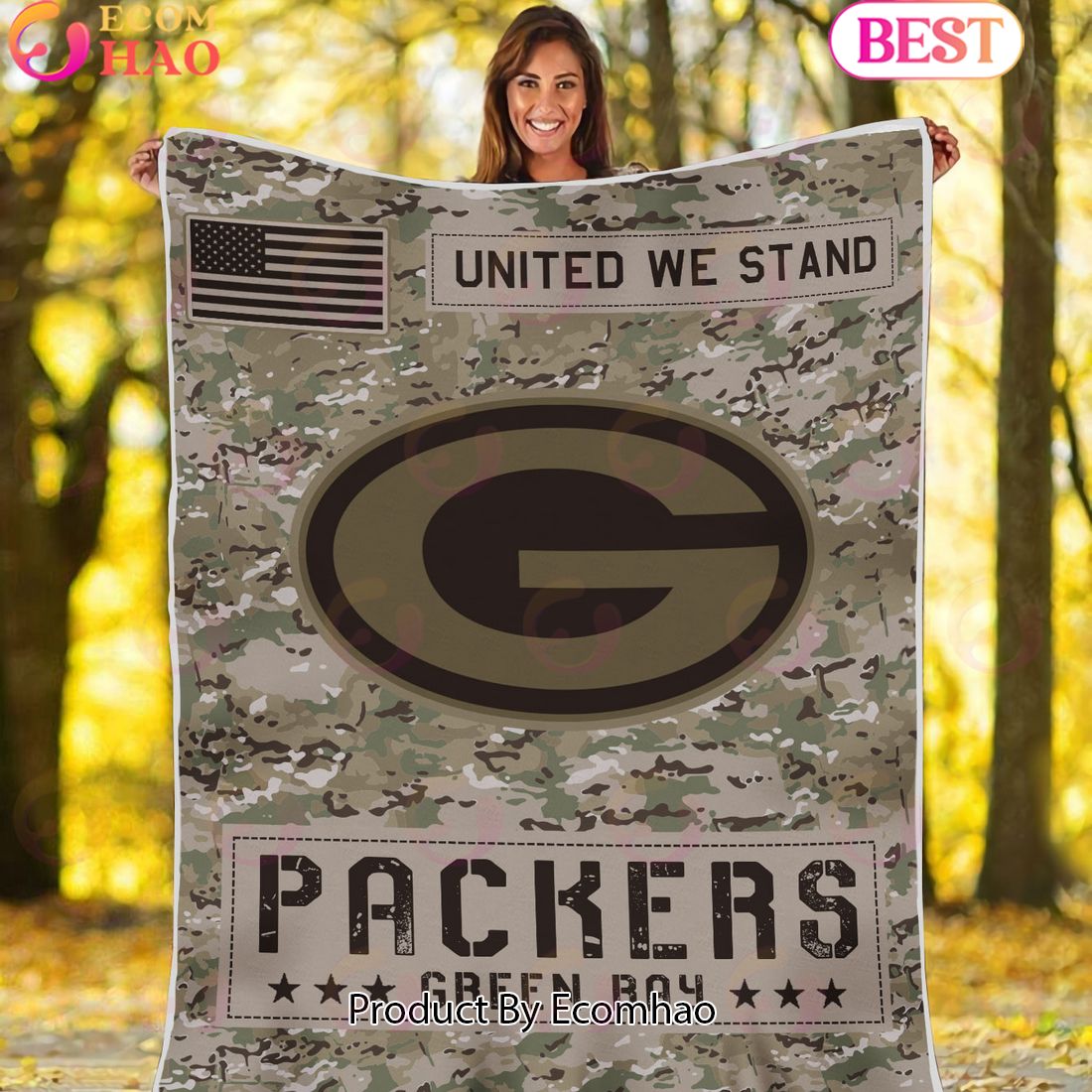 NFL Green Bay Packers Army Camo Fleece Blanket