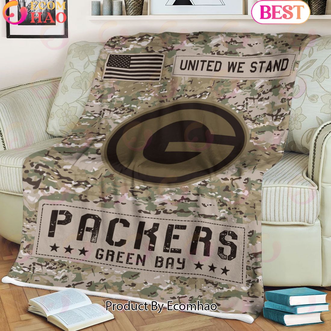 NFL Green Bay Packers Army Camo Fleece Blanket