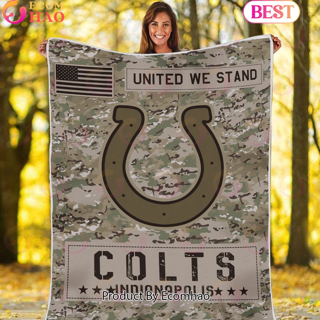 NFL Indianapolis Colts Army Camo Fleece Blanket