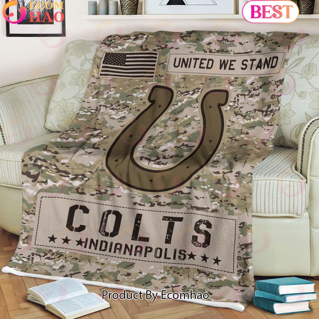 NFL Indianapolis Colts Army Camo Fleece Blanket