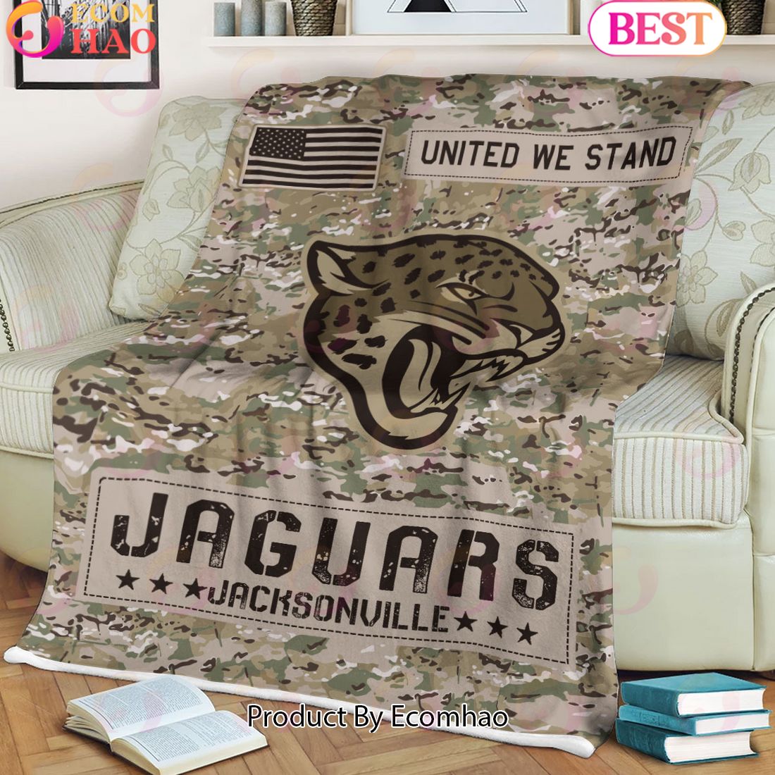 NFL Jacksonville Jaguars Army Camo Fleece Blanket