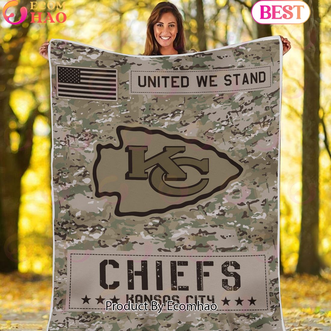 NFL Kansas City Chiefs Army Camo Fleece Blanket