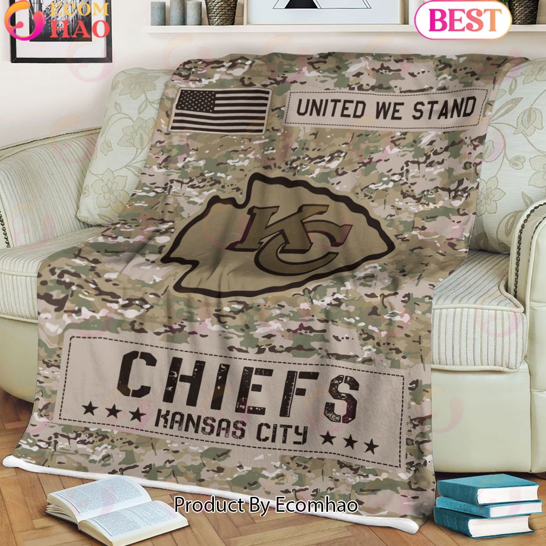 NFL Kansas City Chiefs Army Camo Fleece Blanket