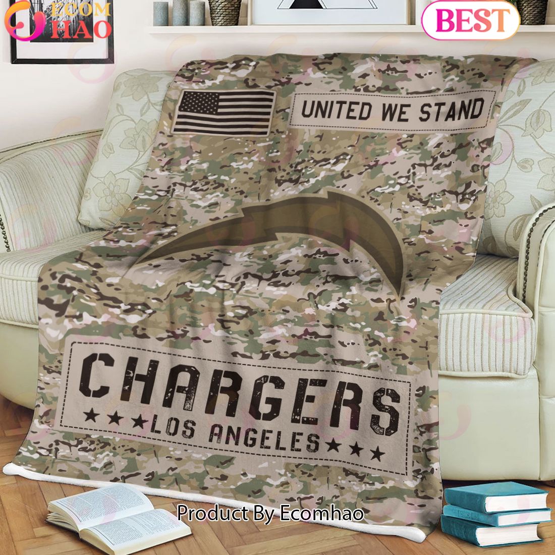 NFL Los Angeles Chargers Army Camo Fleece Blanket