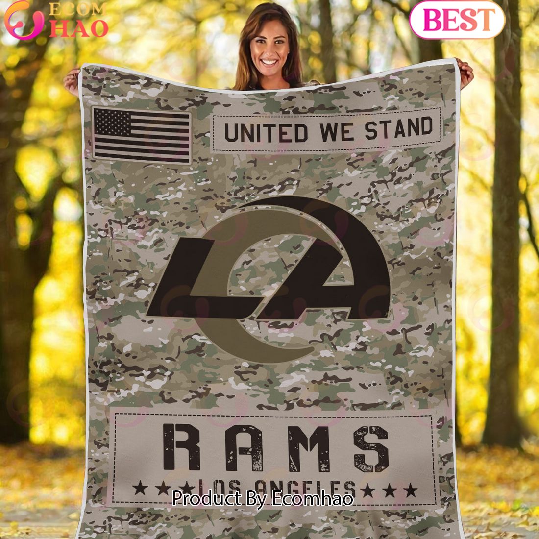 NFL Los Angeles Rams Army Camo Fleece Blanket