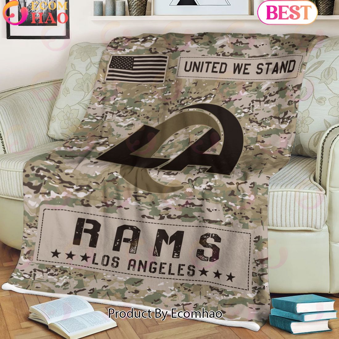 NFL Los Angeles Rams Army Camo Fleece Blanket