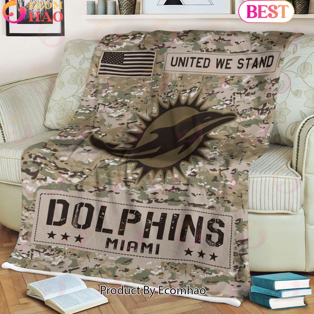 NFL Miami Dolphins Army Camo Fleece Blanket