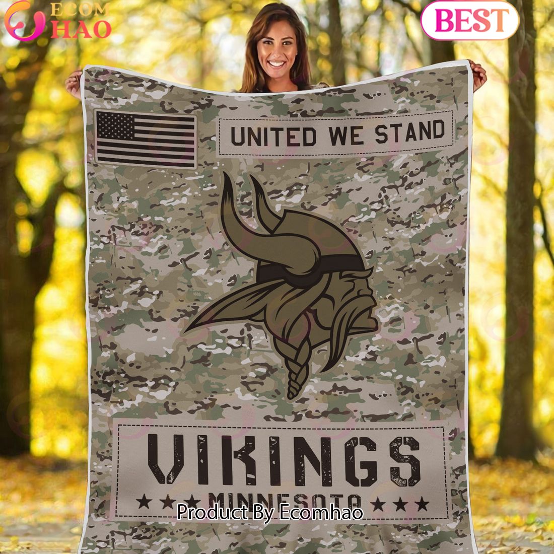 NFL Minnesota Vikings Army Camo Fleece Blanket