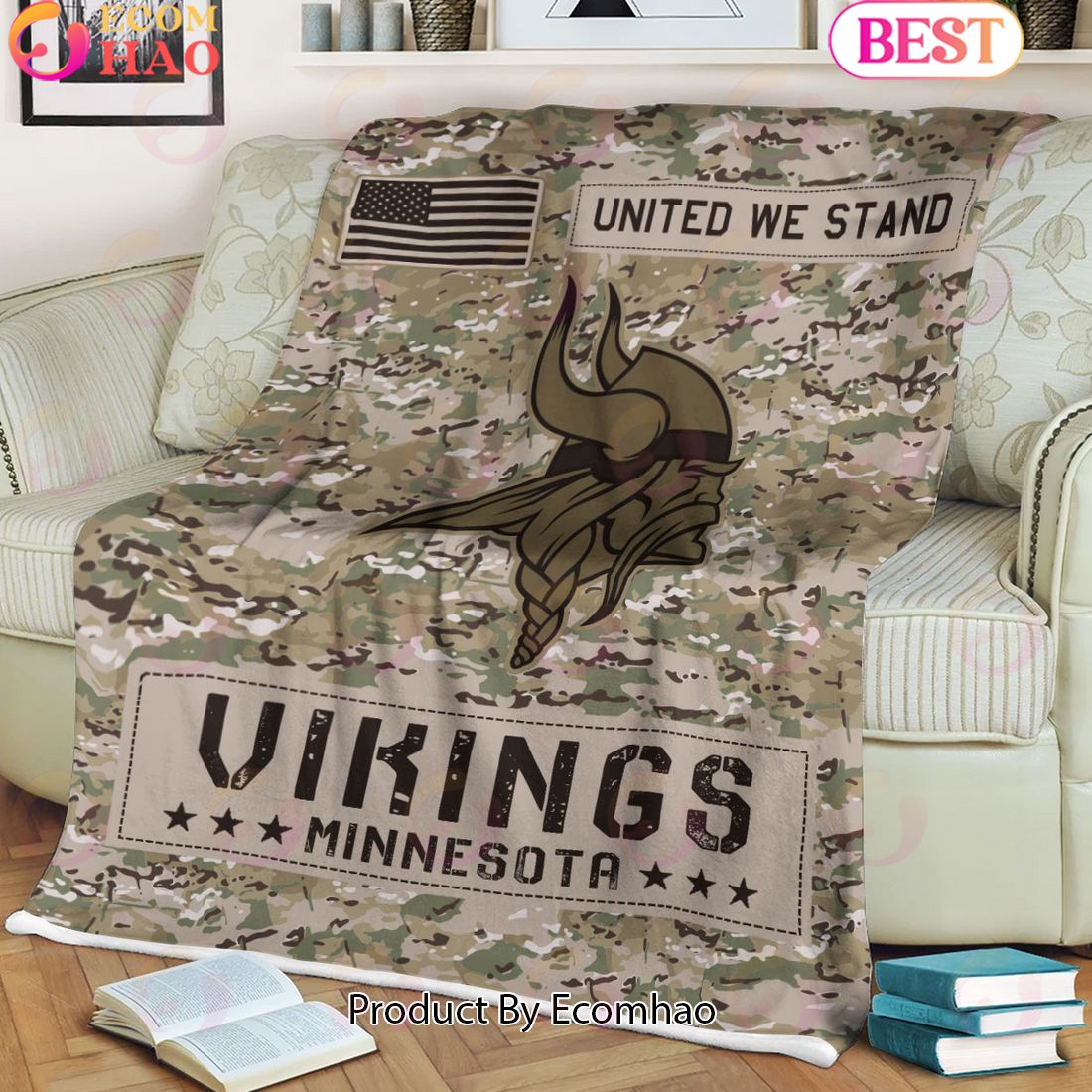 NFL Minnesota Vikings Army Camo Fleece Blanket