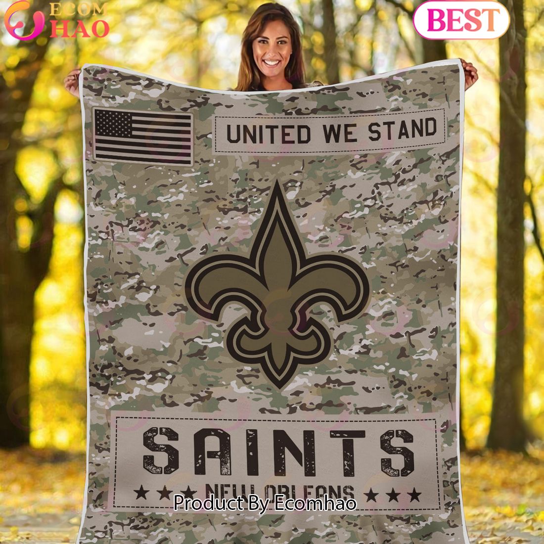 NFL New Orleans Saints Army Camo Fleece Blanket