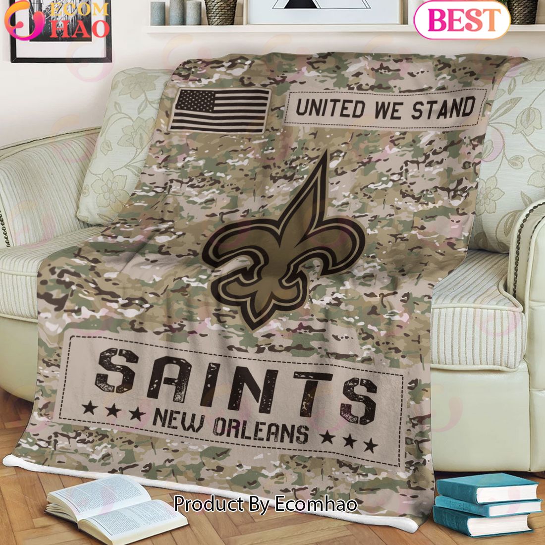 NFL New Orleans Saints Army Camo Fleece Blanket