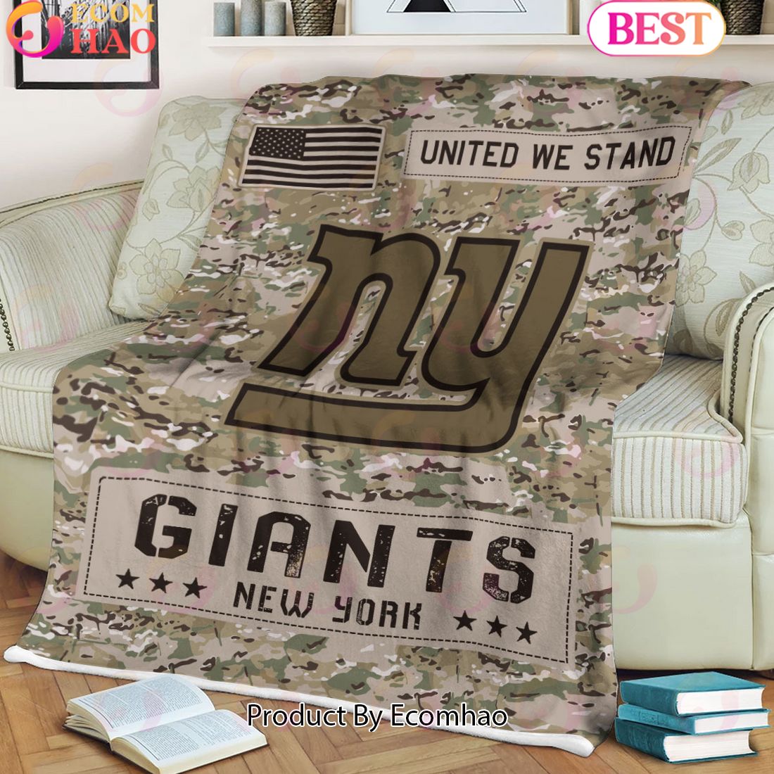 NFL New York Giants Army Camo Fleece Blanket