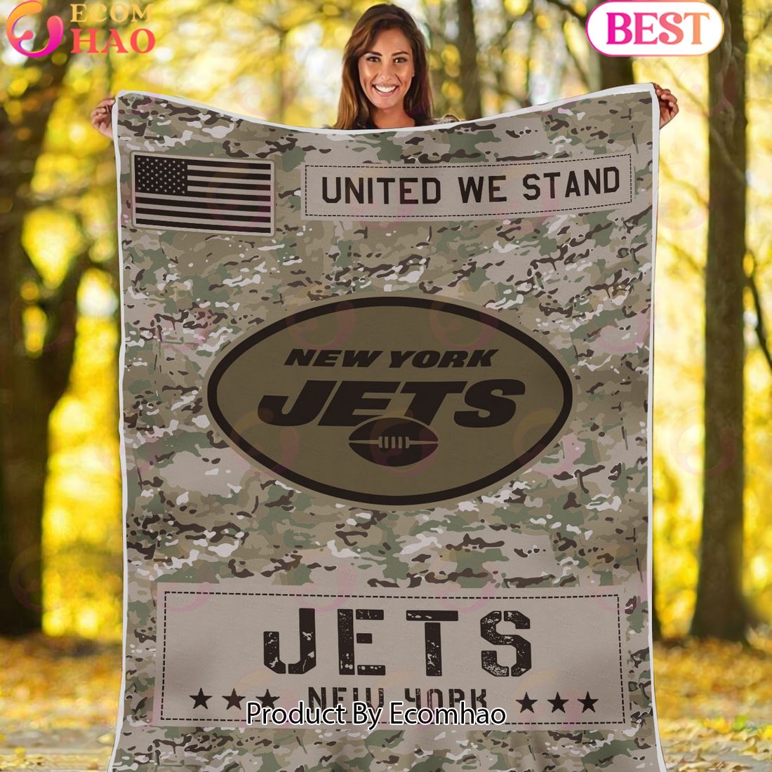 NFL New York Jets Army Camo Fleece Blanket