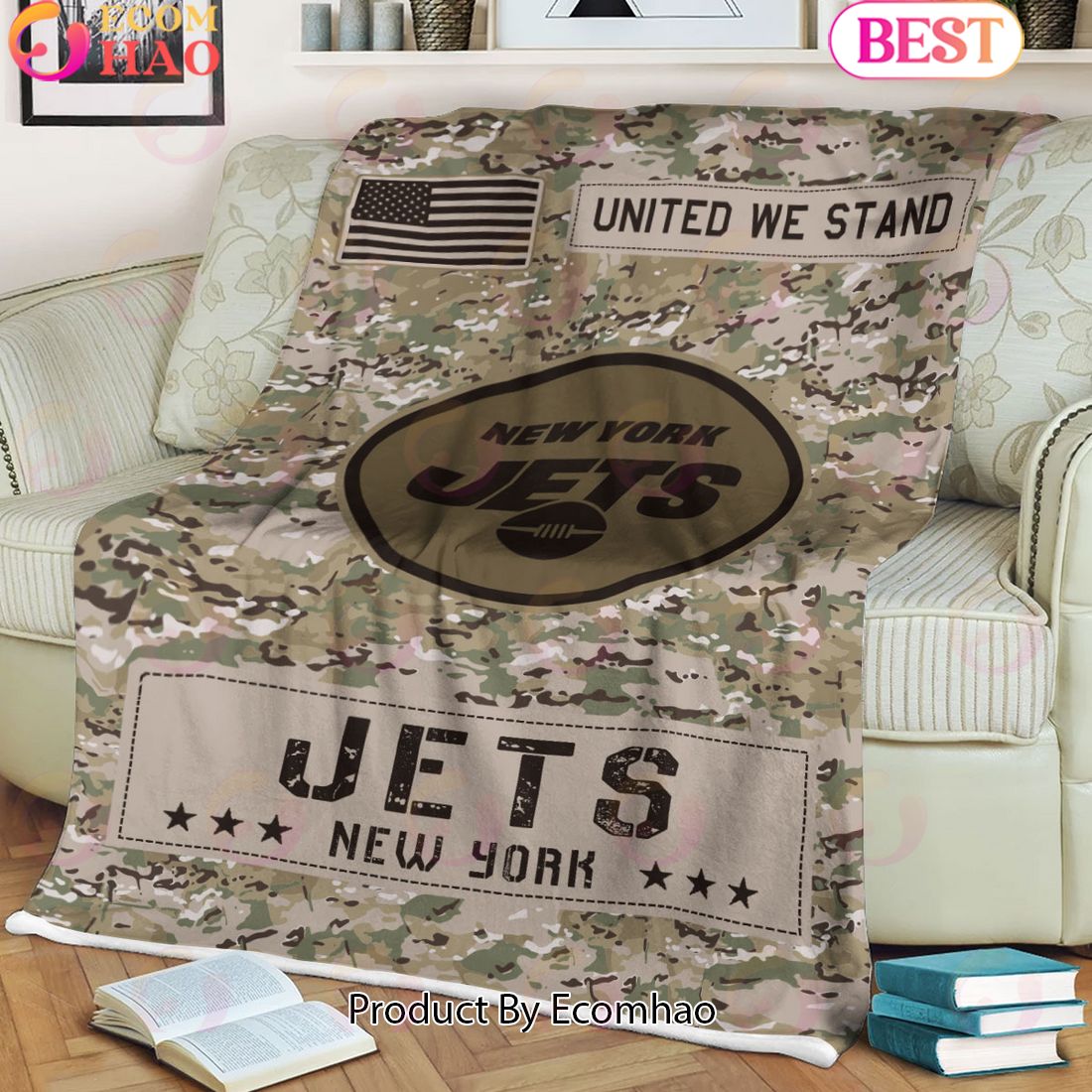 NFL New York Jets Army Camo Fleece Blanket