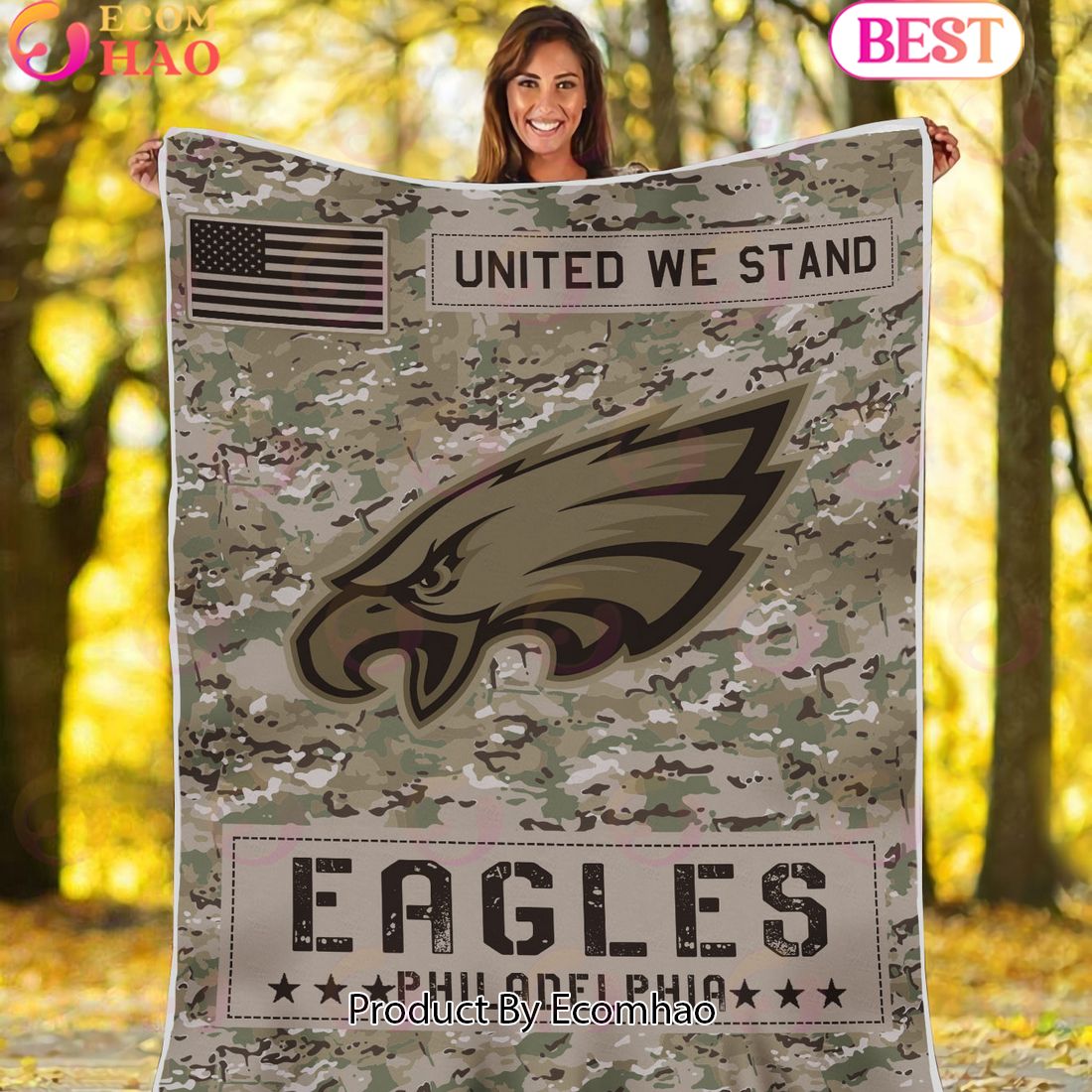 NFL Philadelphia Eagles Army Camo Fleece Blanket