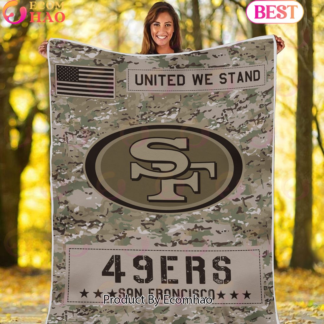 NFL San Francisco 49ers Army Camo Fleece Blanket