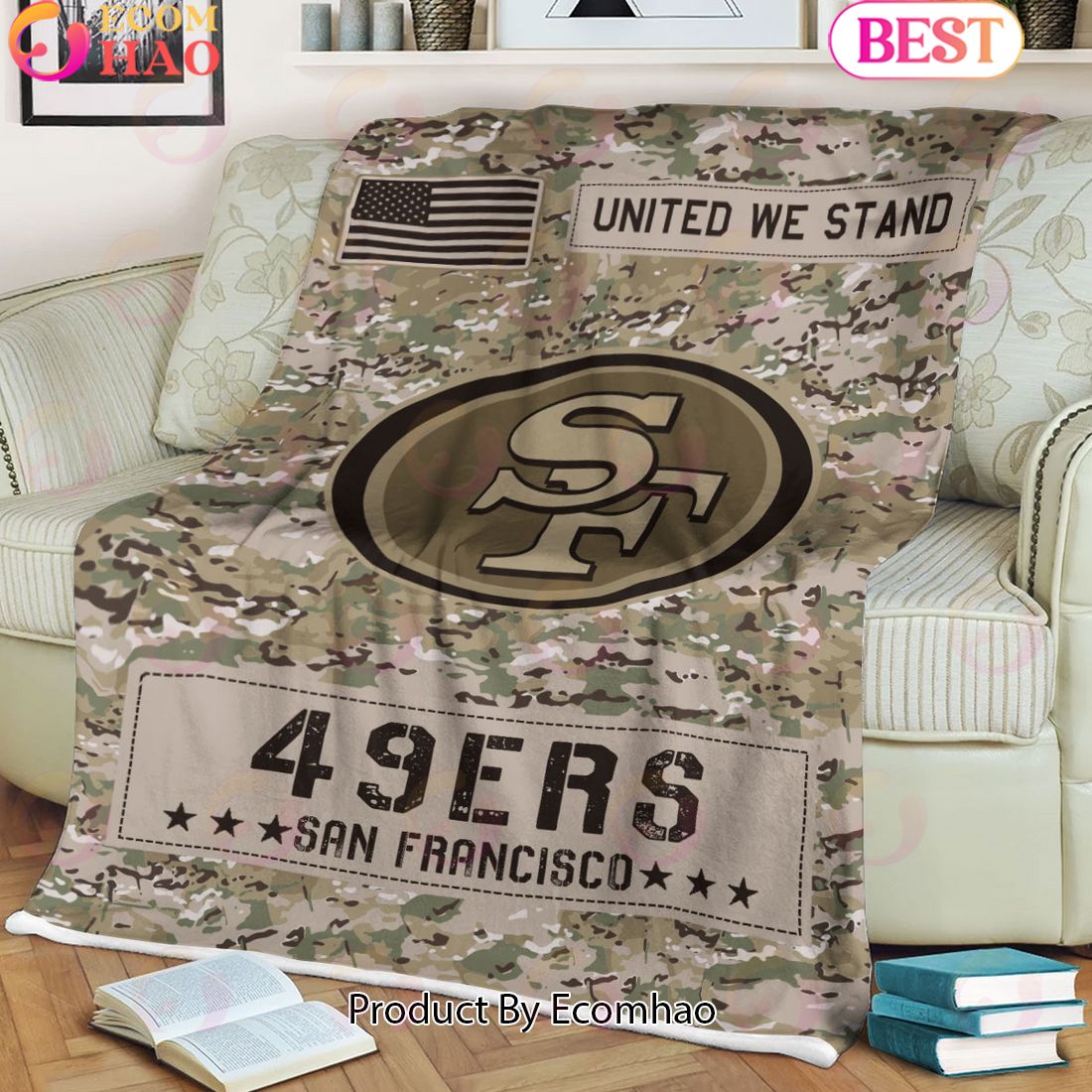 NFL San Francisco 49ers Army Camo Fleece Blanket