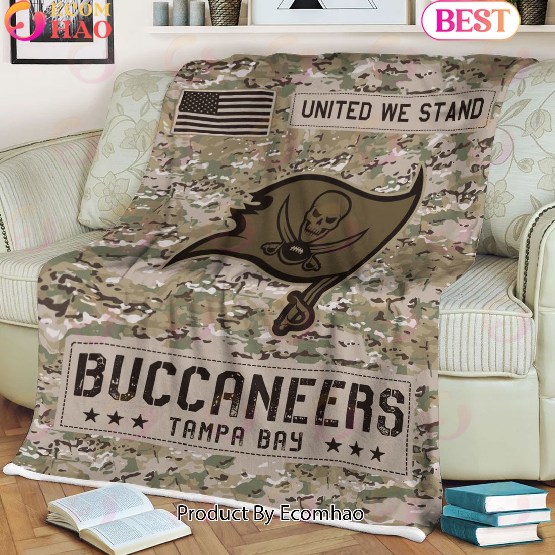 NFL Tampa Bay Buccaneers Army Camo Fleece Blanket