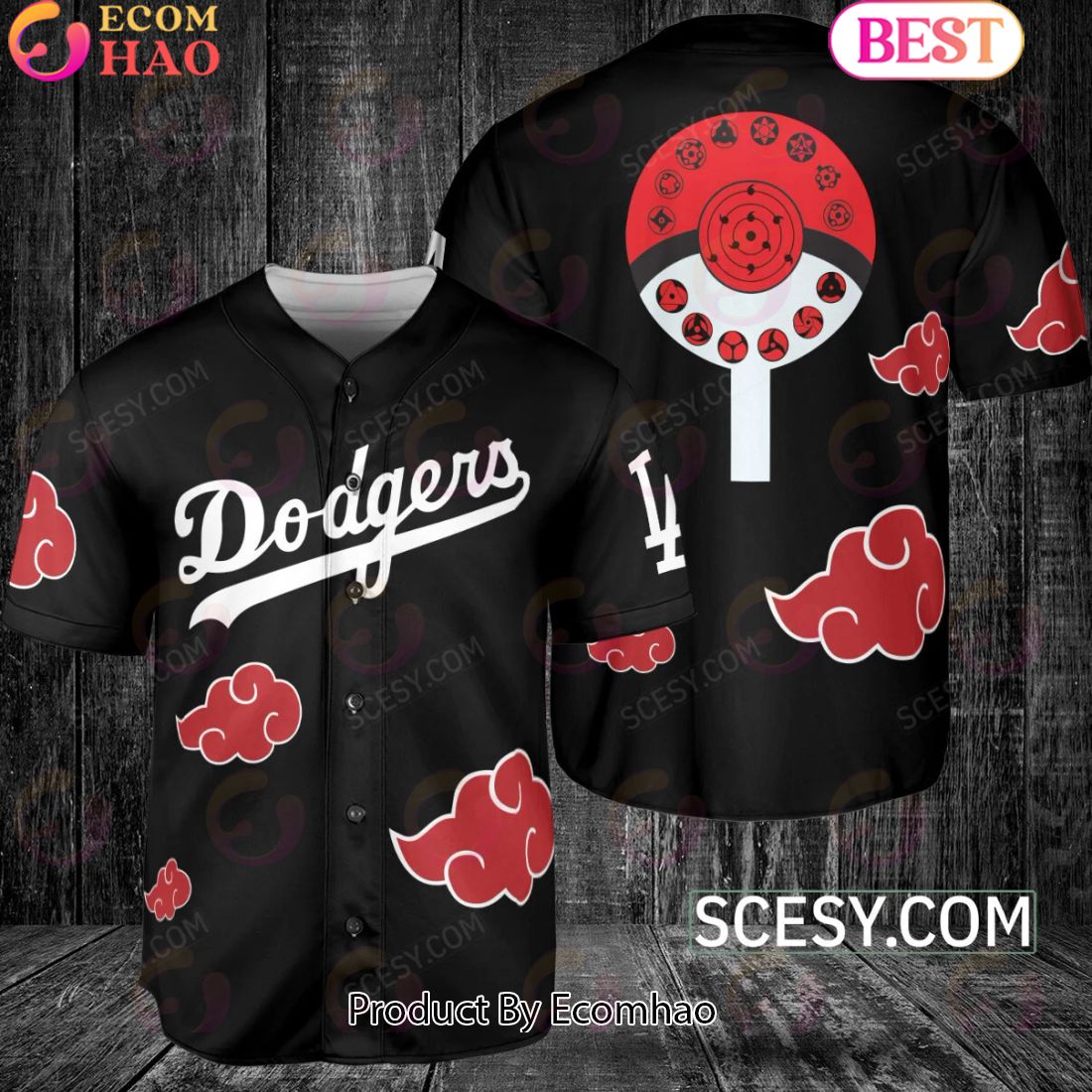 Los Angeles Dodgers Naruto Anime Akatsuki Baseball Jersey No Piping