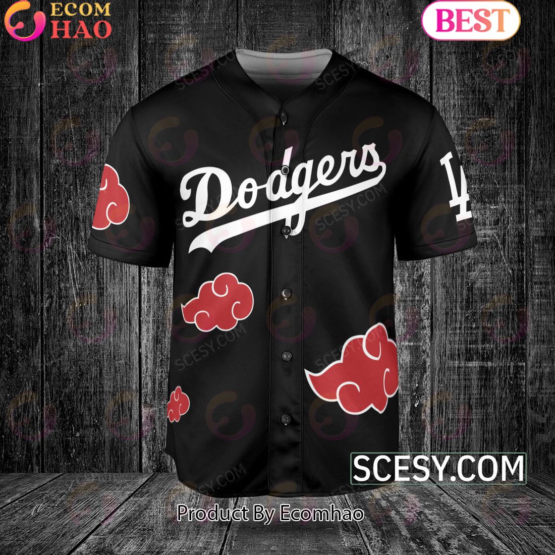 Los Angeles Dodgers Naruto Anime Akatsuki Baseball Jersey No Piping