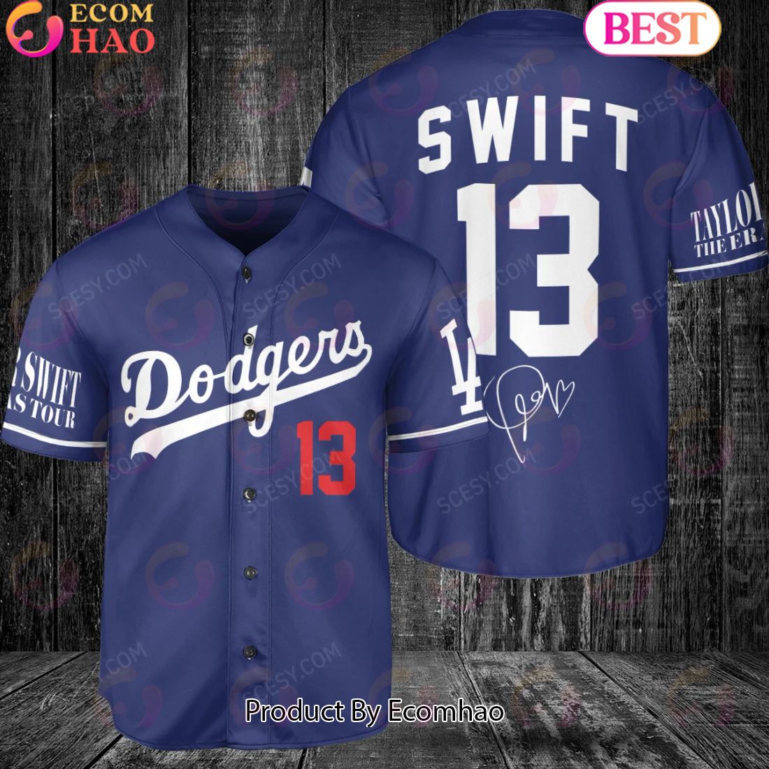 Los Angeles Dodgers Taylor Swift Baseball Jersey Navy