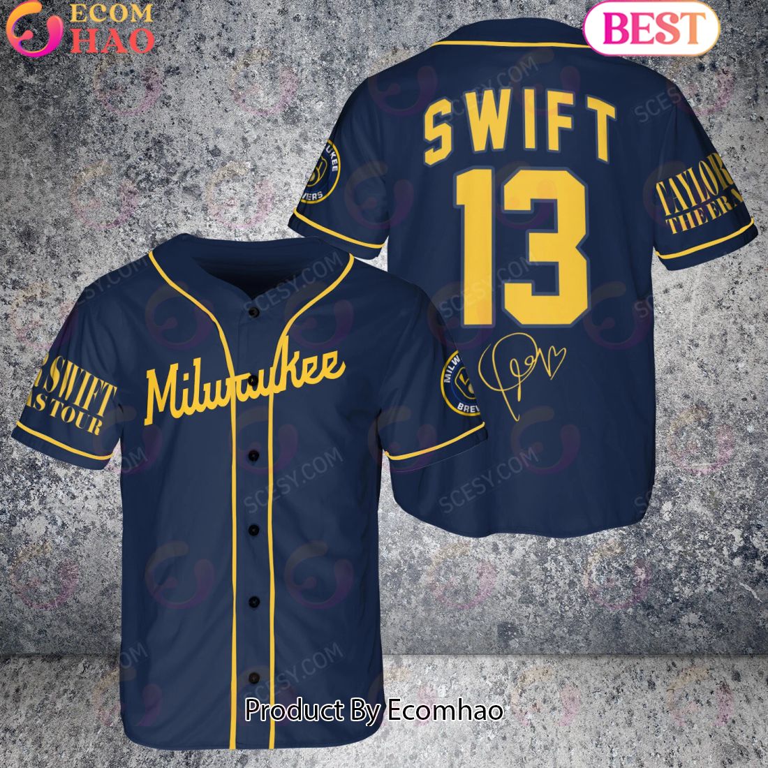 Milwaukee Brewers Taylor Swift Baseball Jersey Navy