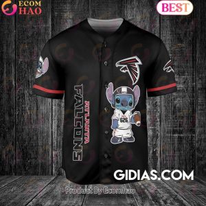 Atlanta Falcons Lilo And Stitch Baseball Jersey Black