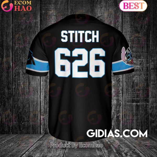 Carolina Panthers Lilo And Stitch Baseball Jersey Black