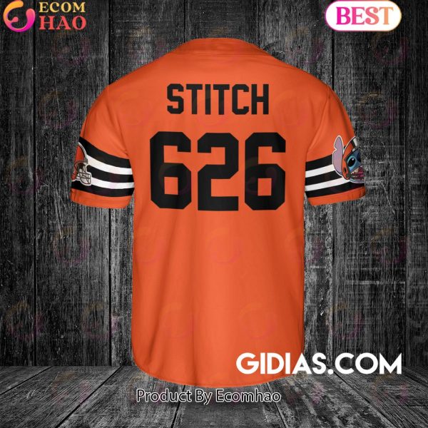 Cleveland Browns Lilo And Stitch Baseball Jersey Orange