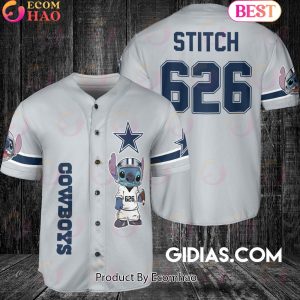 Dallas Cowboys Lilo And Stitch Baseball Jersey Gray