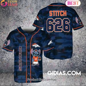Denver Broncos Lilo And Stitch Baseball Jersey Navy Camouflage