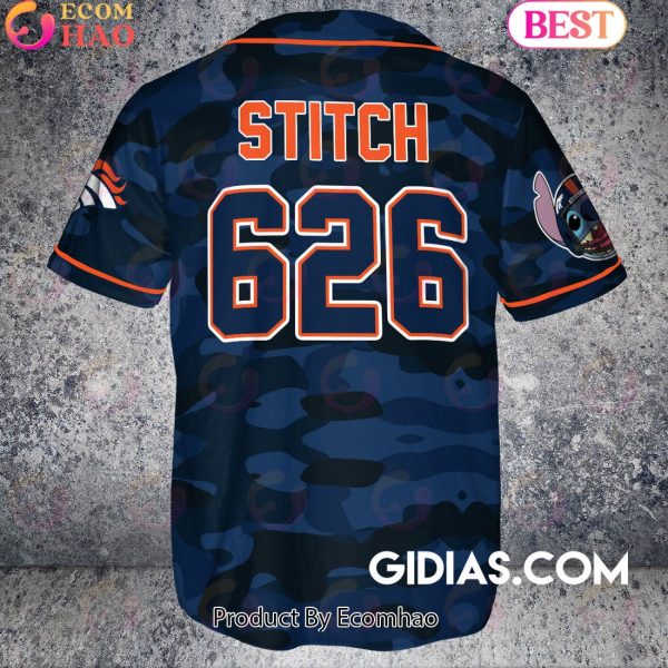Denver Broncos Lilo And Stitch Baseball Jersey Navy Camouflage