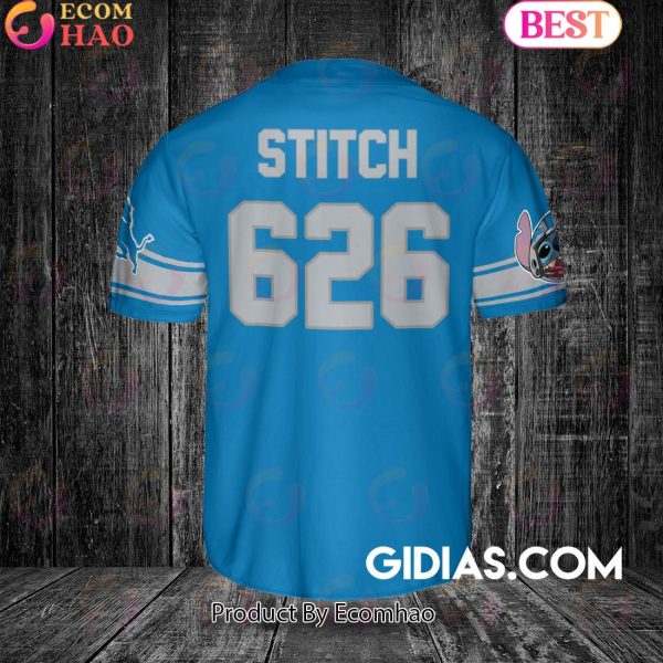 Detroit Lions Lilo And Stitch Baseball Jersey Blue