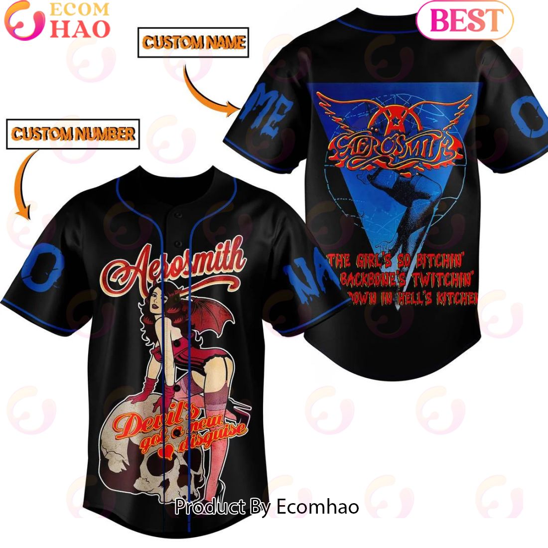 Personalized Devil’s Got a New Disguise Aerosmith Baseball Jersey