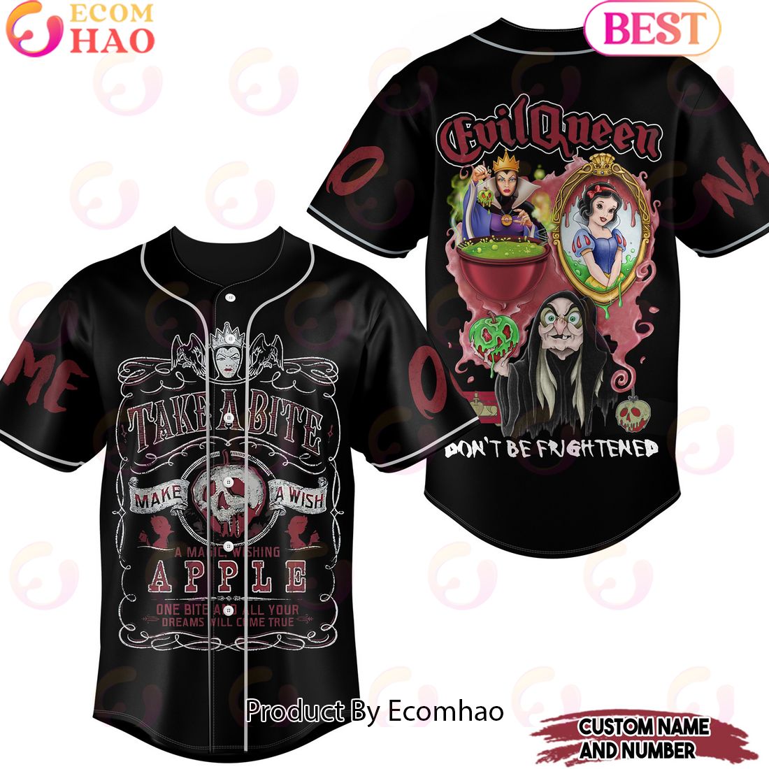 Personalized Evil Queen Take A Bite Make A Wish Baseball Jersey