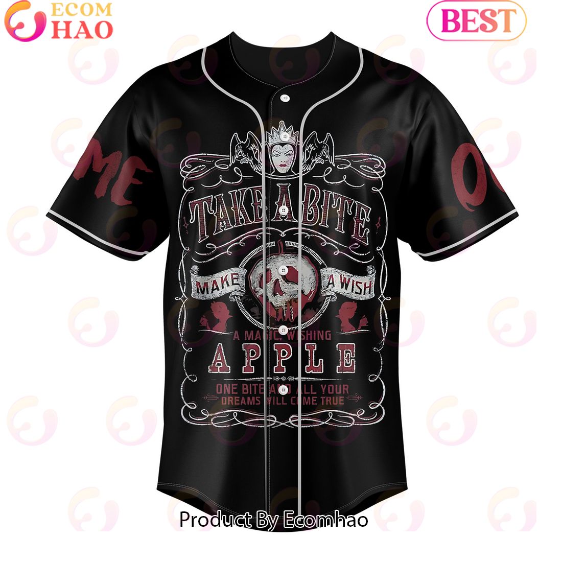 Personalized Evil Queen Take A Bite Make A Wish Baseball Jersey