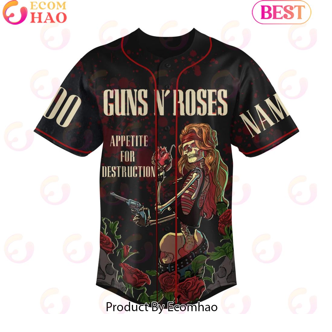 Personalized Guns N’ Roses Appetite For Destruction Baseball Jersey